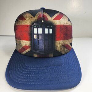 Dr Who Hat Union Jack Police Telephone Booth Cap Snapback Mesh Back BBC Blue